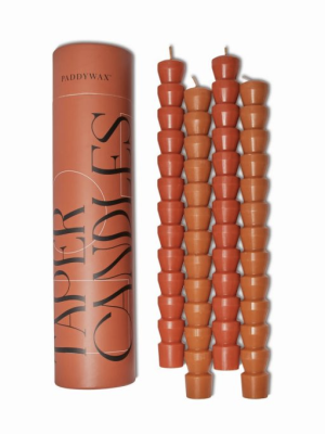 Set of 4 Taper Candles 24.3cm, Red & Terracotta